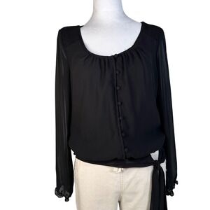 White House Black Market‎ Womens Blouse Size S Sheer Long Sleeve